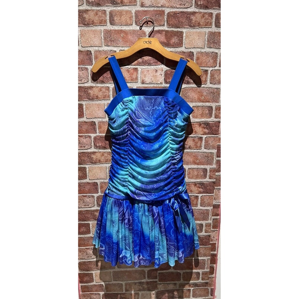 Philly 18 1/2‎ Girls Blue Pullover Dress Wide Strap Tulle Skirt Bottom Casual